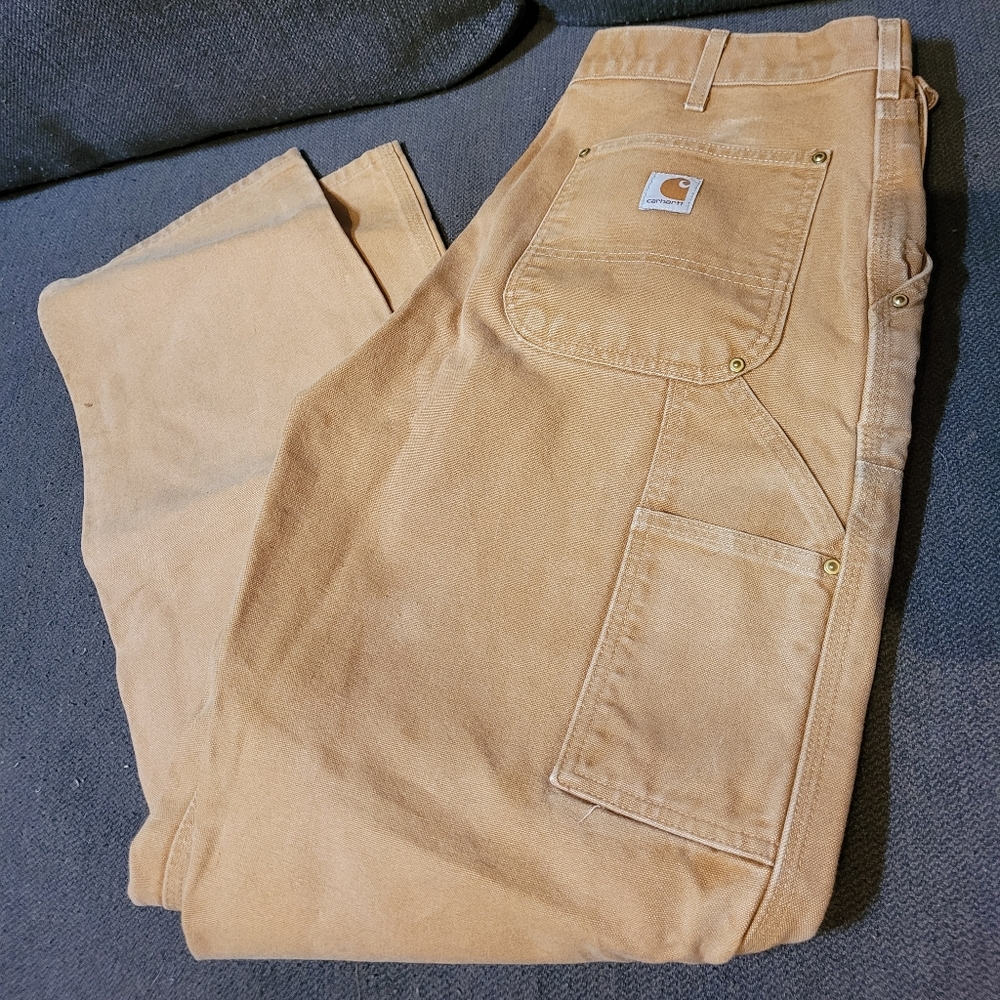 Carhartt mens tan reinforced work pants 36x34